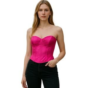 Veronique Young for W Collection Hot Pink Strapless Pleated Corset size 8